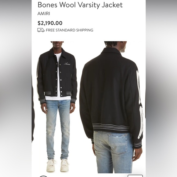 Amiri Bones Wool Bomber - Picture 2 of 8